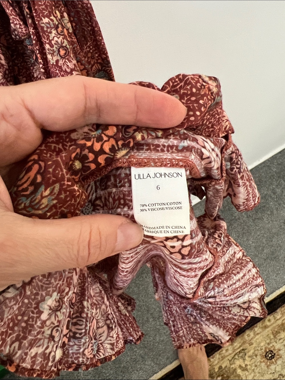 Ulla Johnson Rust Ruffle Midi Dress size 6 - Picture 2 of 5